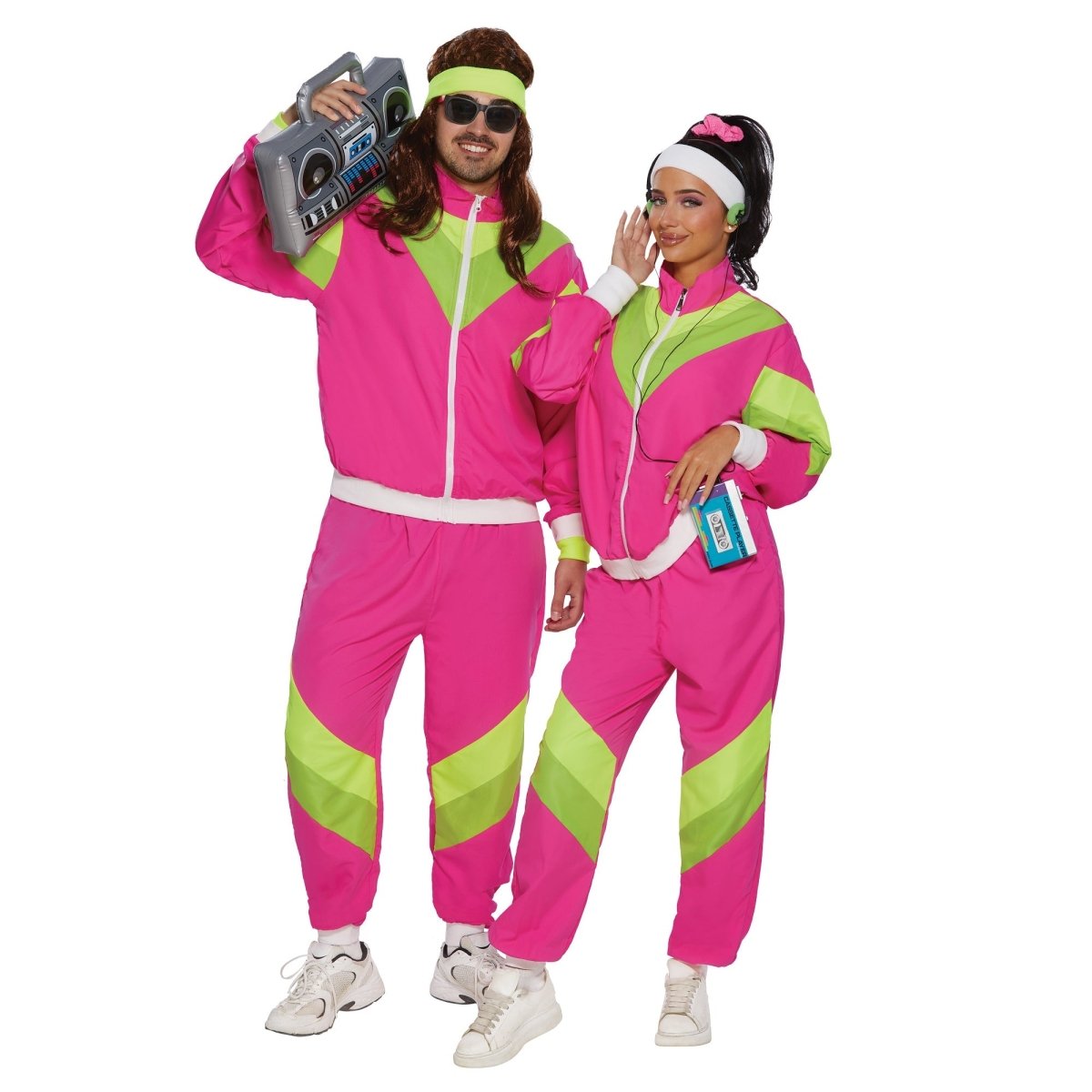 YIWU HUANGQUN CLOTHING CO. LTD Costume Accessories 80s Costume for Adults, Hot Pink Vest and Pants