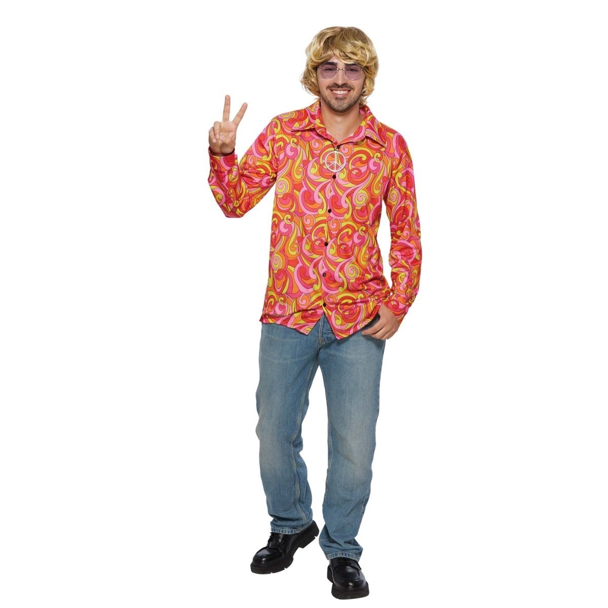 YIWU HUANGQUN CLOTHING CO. LTD Costume Accessories Peace N Love Retro Shirt for Plus Size Adults 810120713922