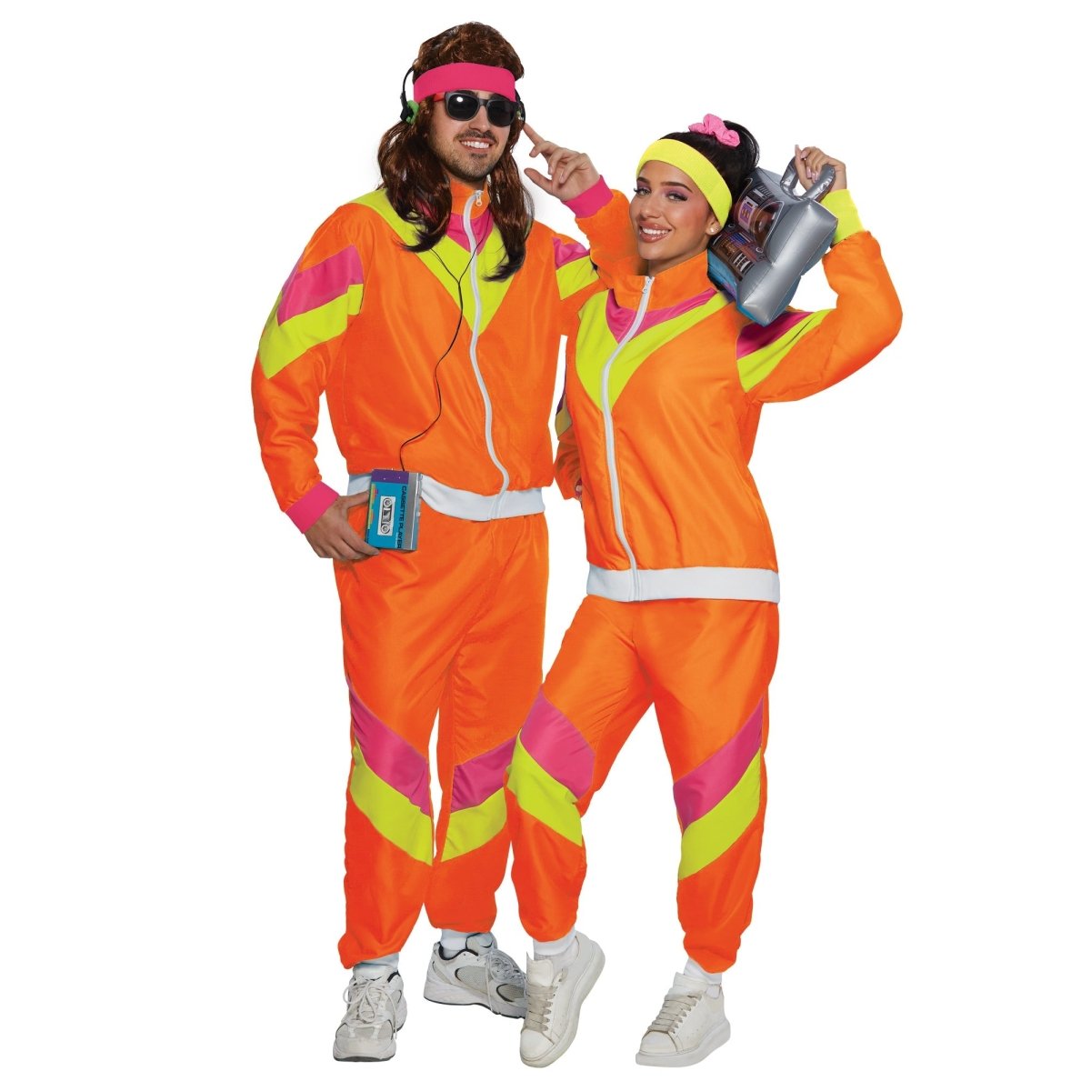YIWU HUANGQUN CLOTHING CO. LTD Costumes 80s Costume for Adults, Orange Vest and Pants