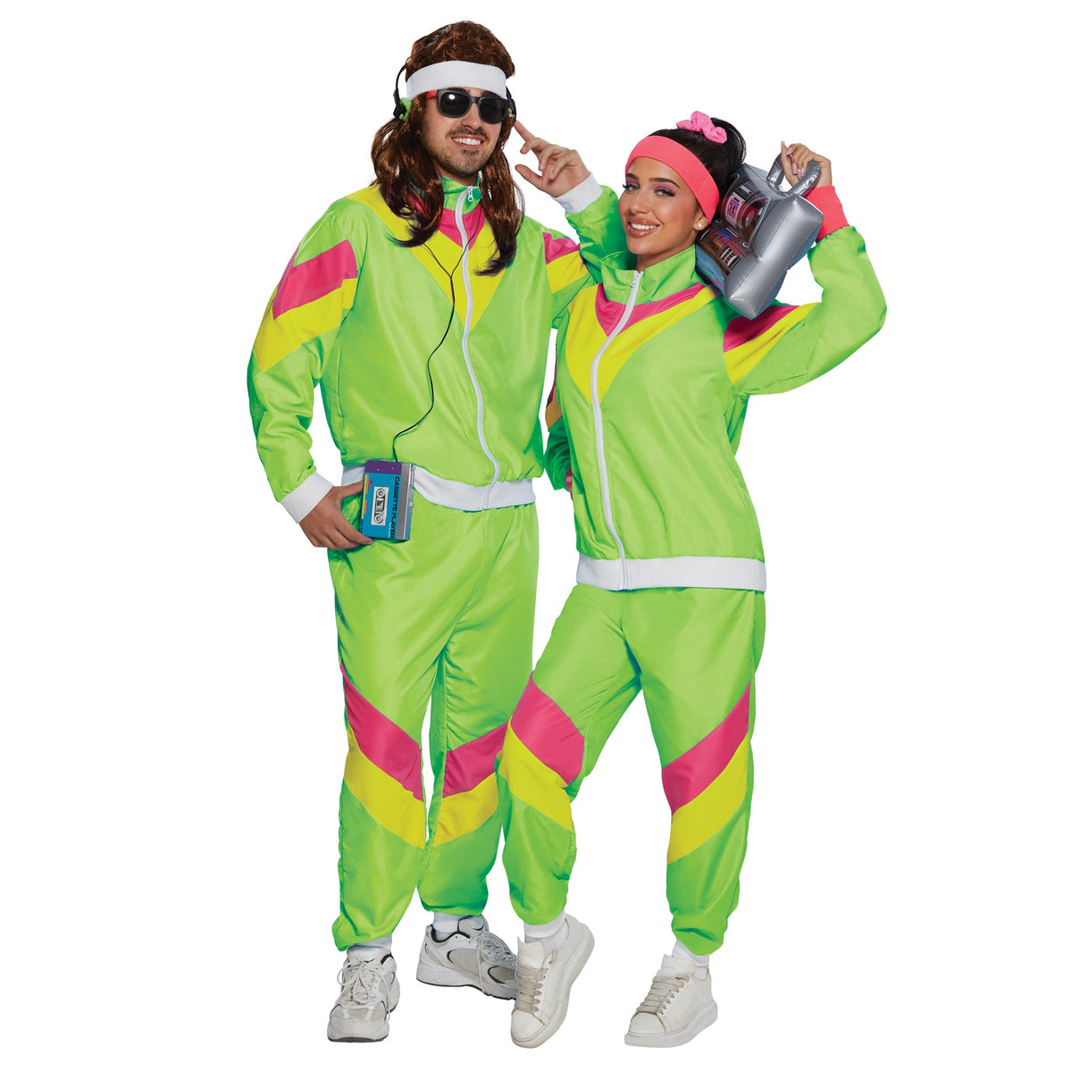 YIWU HUANGQUN CLOTHING CO. LTD Costumes 80s Plus Size Costume for Adults, Lime Green Vest and Pants 840482500021