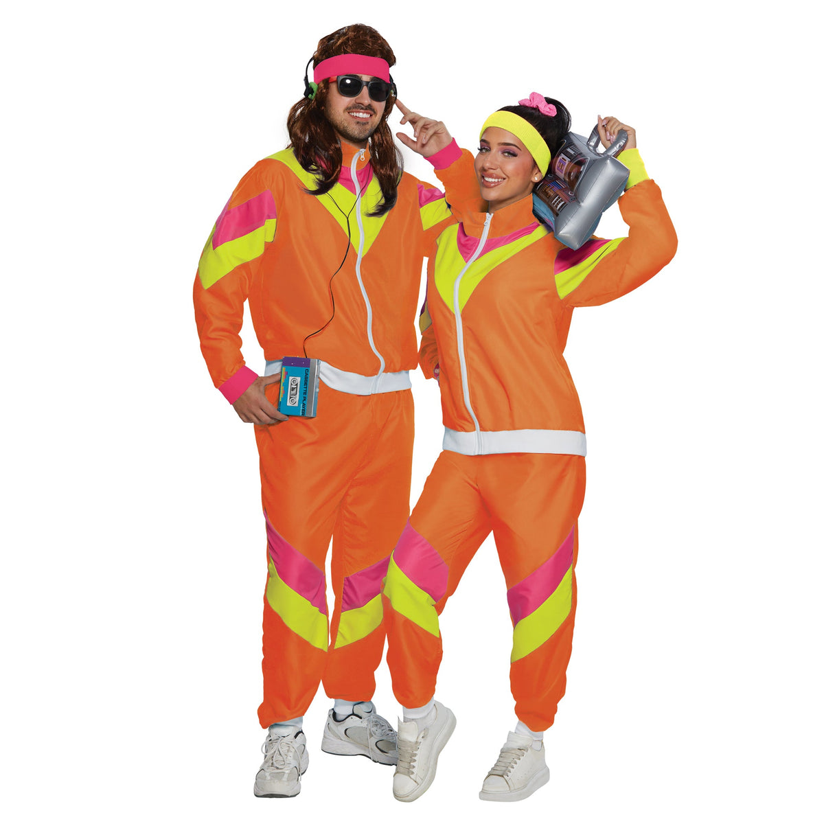 YIWU HUANGQUN CLOTHING CO. LTD Costumes 80s Plus Size Costume for Adults, Orange Vest and Pants 840482505958