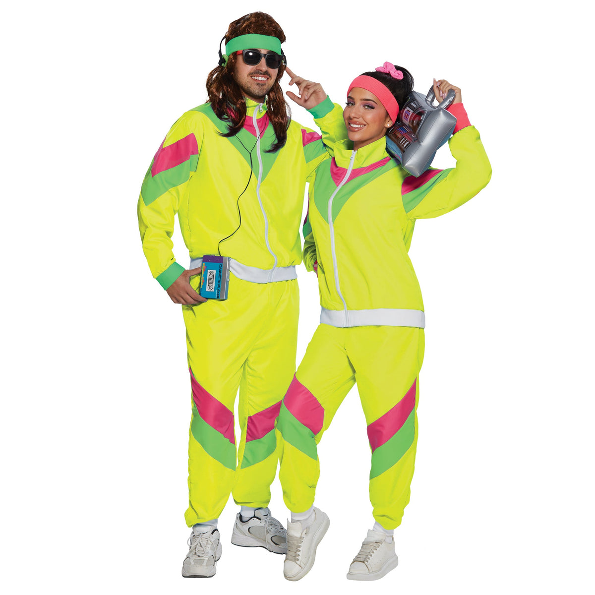 YIWU HUANGQUN CLOTHING CO. LTD Costumes 80s Plus Size Costume for Adults, Yellow Vest and Pants 840482501158