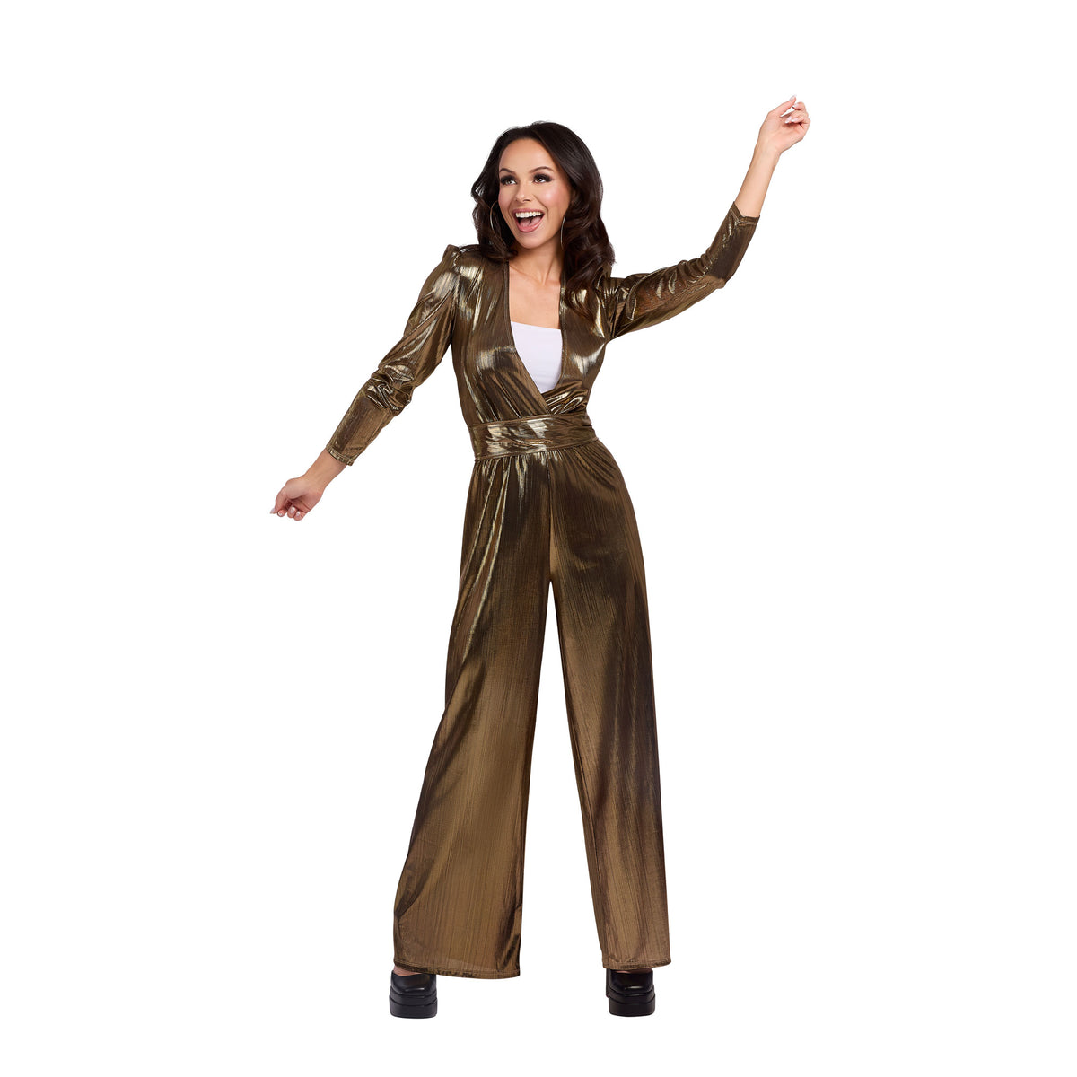 YIWU HUANGQUN CLOTHING CO. LTD Costumes Gold Disco Queen Jumpsuit for Adults