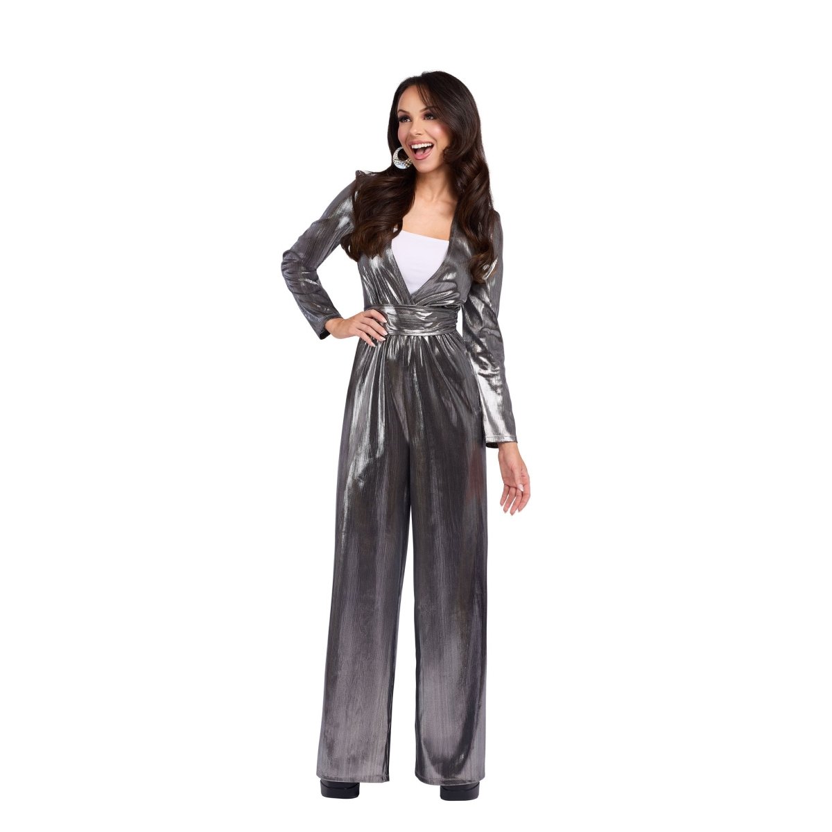 YIWU HUANGQUN CLOTHING CO. LTD Costumes Silver Disco Queen Jumpsuit for Adults