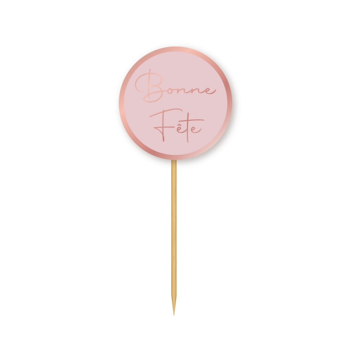 YIWU JINBO IMPORT AND EXPORT CO., LTD Age Specific Birthday Rosé Celebration Bonne Fête Cupcake Toppers, 12 Count 840482508973