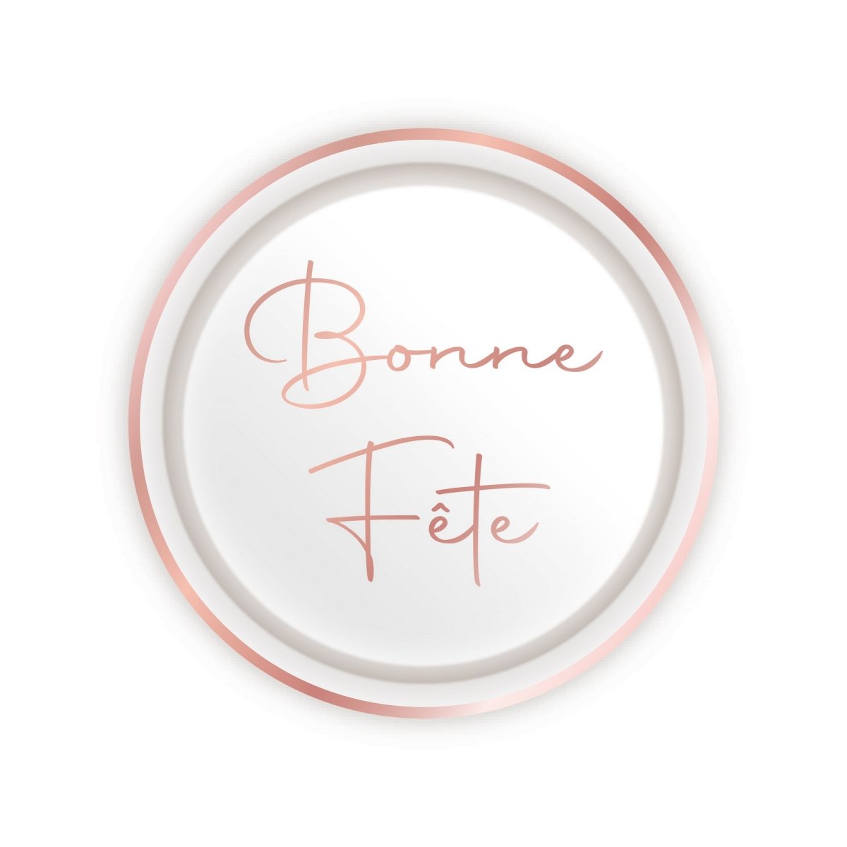 YIWU JINBO IMPORT AND EXPORT CO., LTD Age Specific Birthday Rosé Celebration Bonne Fête Small Round Dessert Paper Plates, 7 Inches, 8 Count 840482508133