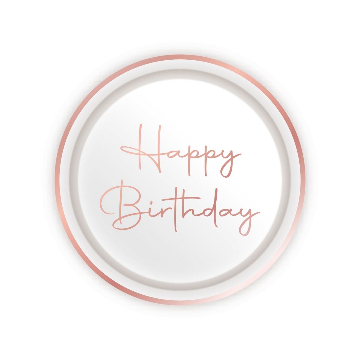 YIWU JINBO IMPORT AND EXPORT CO., LTD Age Specific Birthday Rosé Celebration Happy Birthday Small Round Dessert Paper Plates, 7 Inches, 8 Count 840482508126