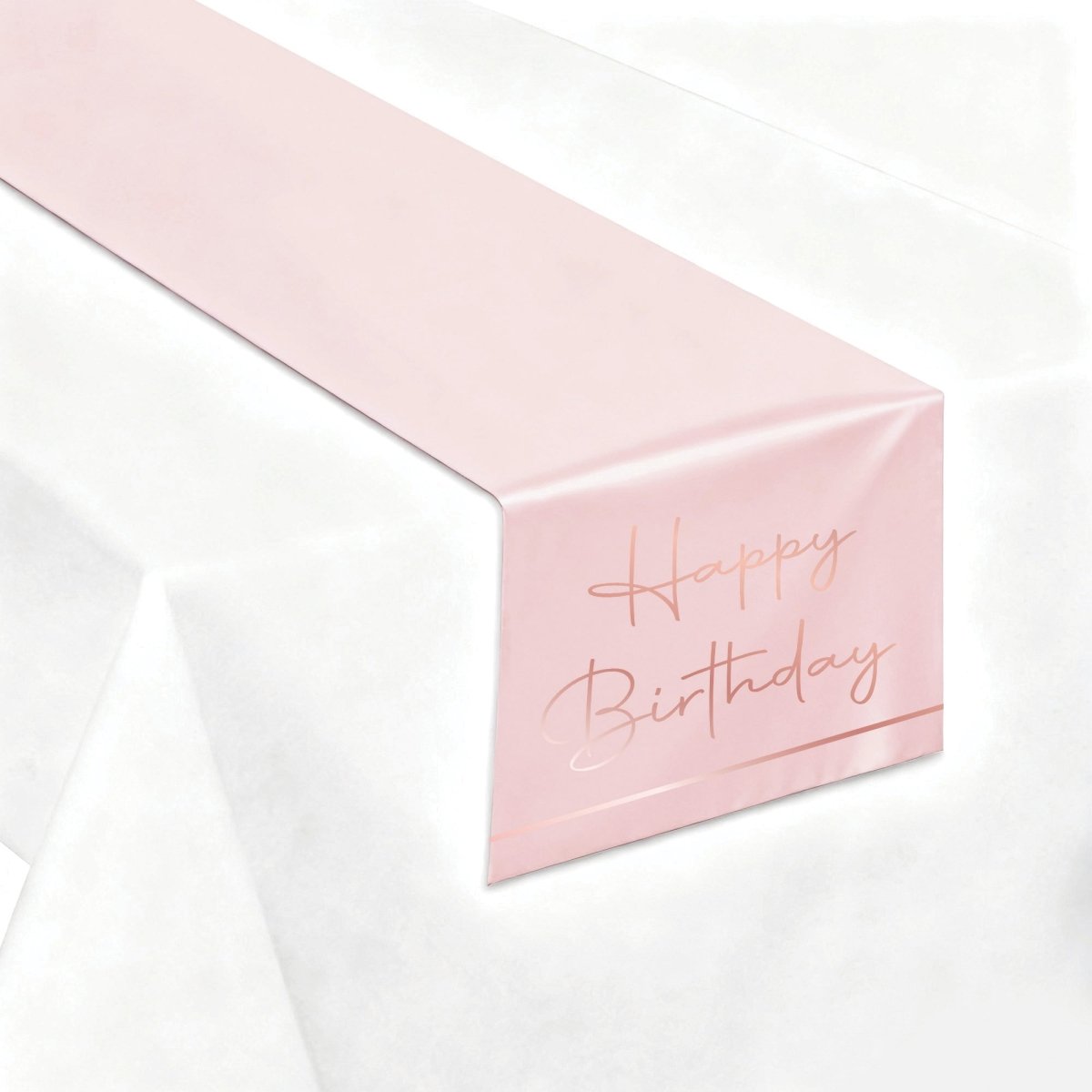 YIWU JINBO IMPORT AND EXPORT CO., LTD Age Specific Birthday Rosé Celebration Happy Birthday Table Runner, 78.5 Inches, 1 Count 840482509031