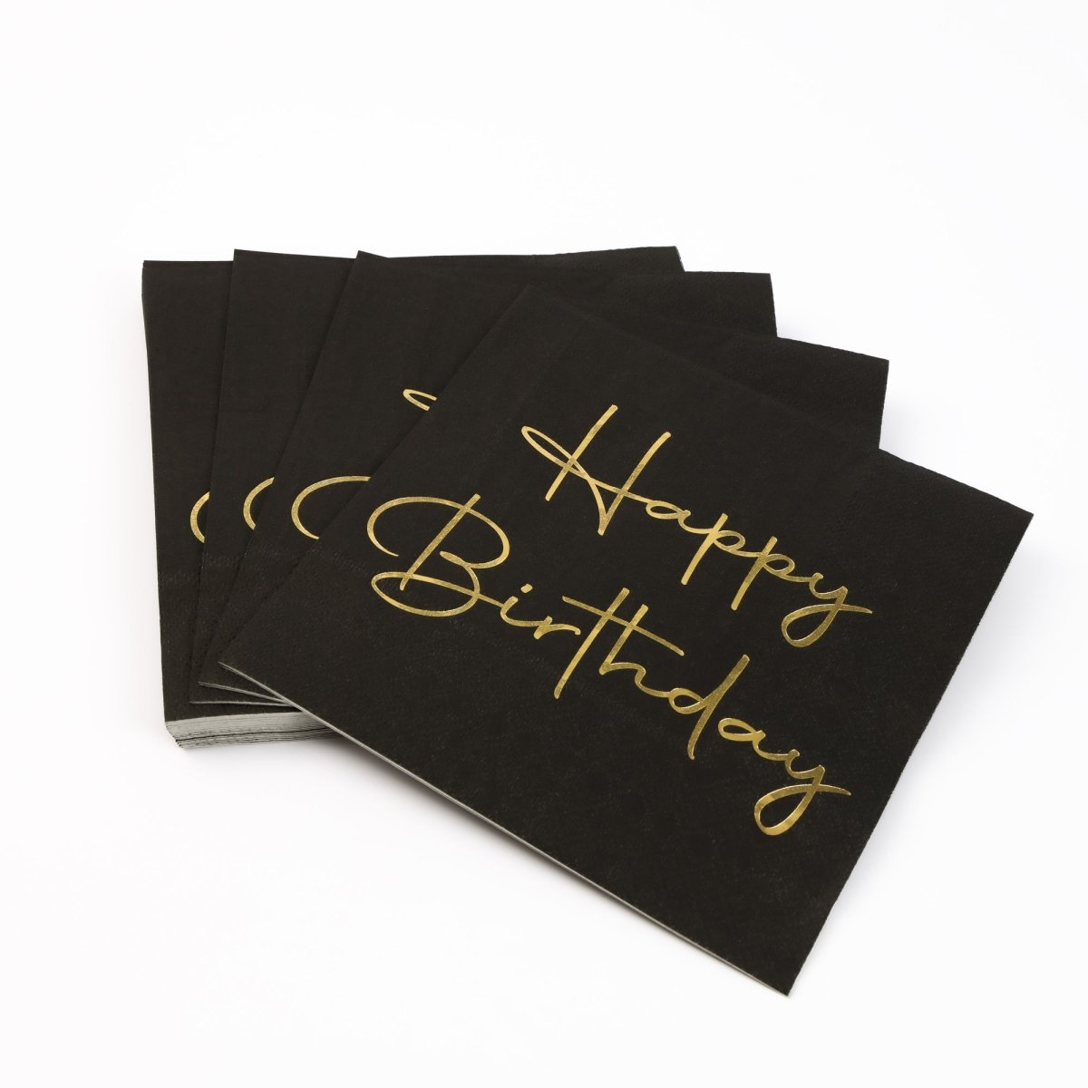 YIWU JINBO IMPORT AND EXPORT CO., LTD General Birthday Black Happy Birthday Large Lunch Napkins, 16 Count 840482505576