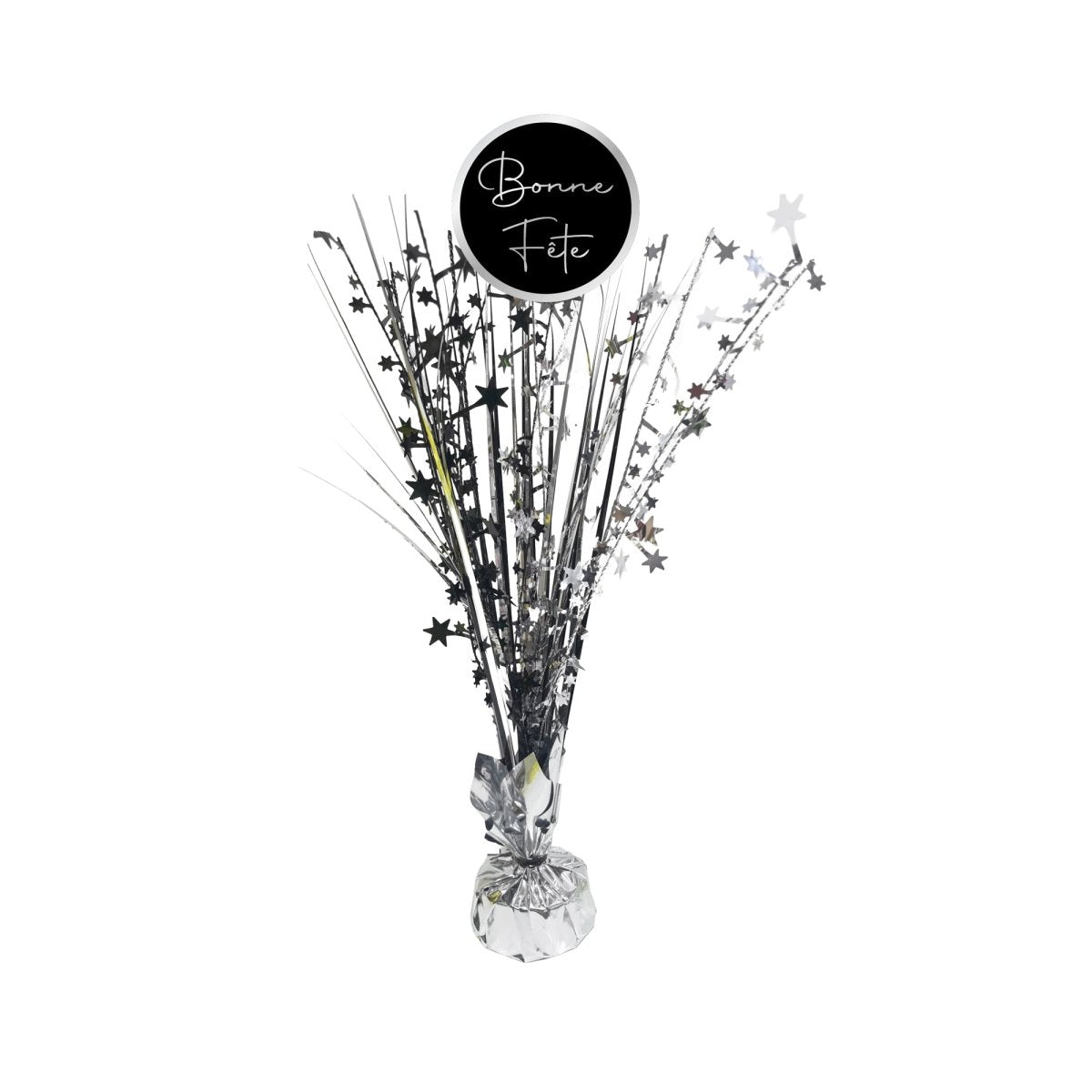 YIWU JINBO IMPORT AND EXPORT CO., LTD General Birthday Silver Celebration Bonne Fête Centerpiece, 18 Inches, 1 Count 840482509321