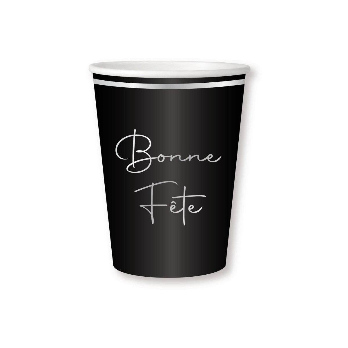 YIWU JINBO IMPORT AND EXPORT CO., LTD General Birthday Silver Celebration Bonne Fête Paper Cups, 9 Oz, 8 Count 840482508492