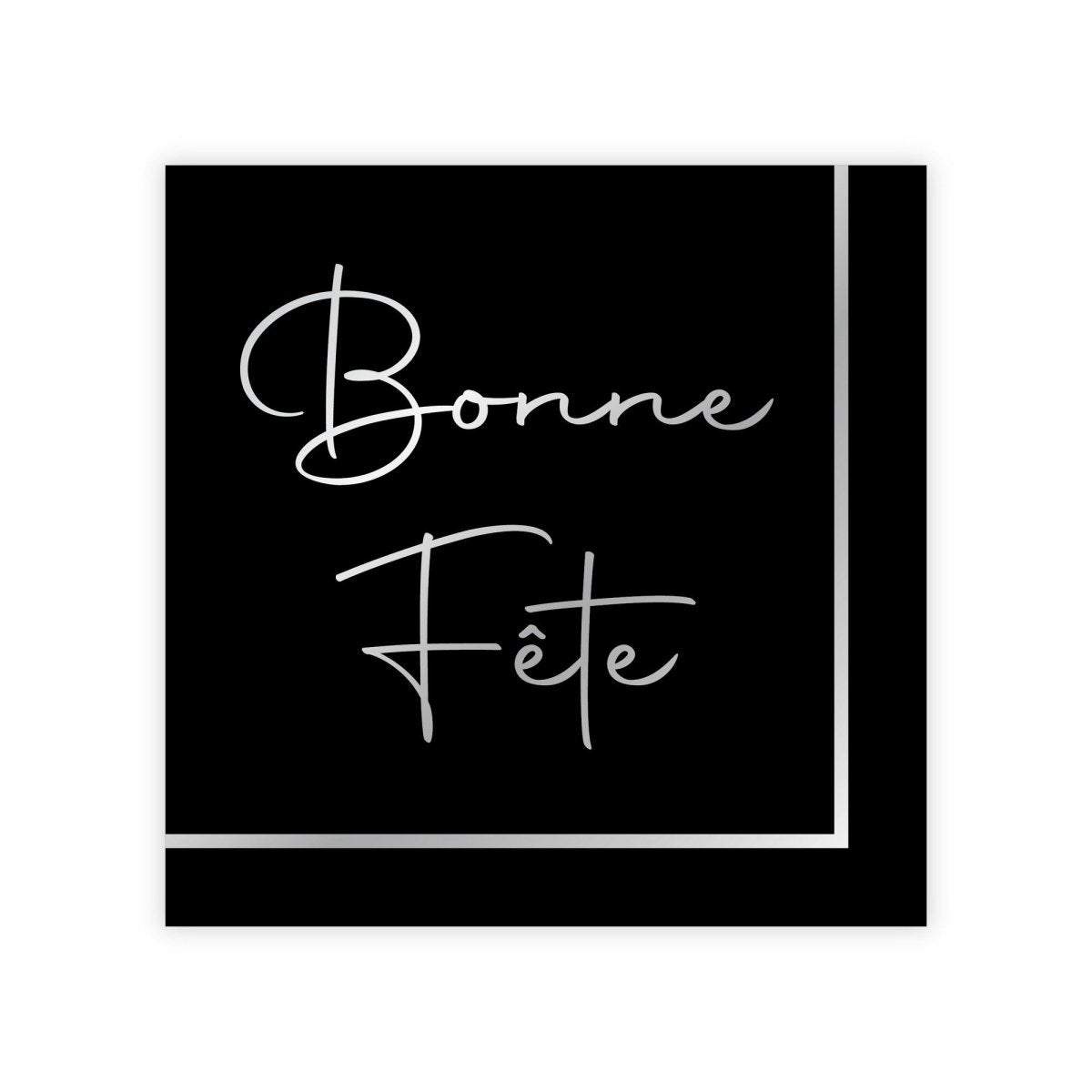 YIWU JINBO IMPORT AND EXPORT CO., LTD General Birthday Silver Celebration Bonne Fête Small Dessert Napkins, 16 Count 840482508935