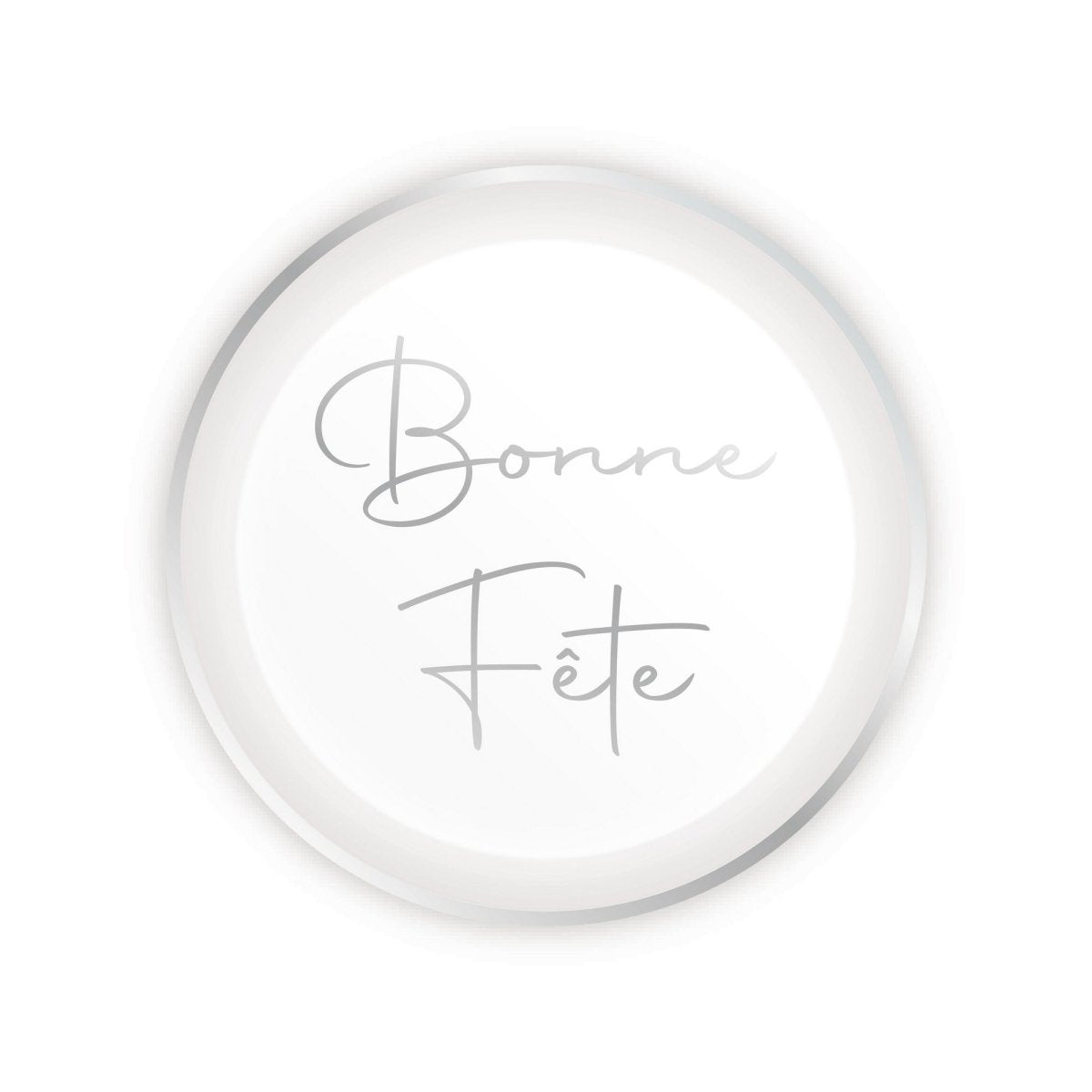 YIWU JINBO IMPORT AND EXPORT CO., LTD General Birthday Silver Celebration Bonne Fête Small Round Dessert Paper Plates, 7 Inches, 8 Count 840482508195