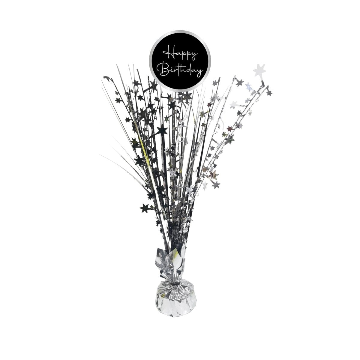 YIWU JINBO IMPORT AND EXPORT CO., LTD General Birthday Silver Celebration Happy Birthday Centerpiece, 18 Inches, 1 Count 840482509314