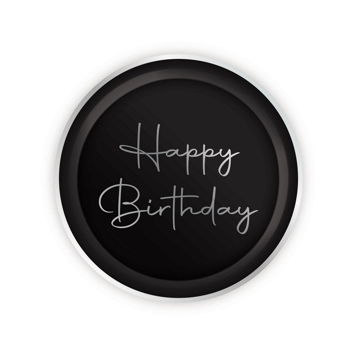 YIWU JINBO IMPORT AND EXPORT CO., LTD General Birthday Silver Celebration Happy Birthday Large Round Lunch Paper Plates, 9 Inches, 8 Count 840482508164