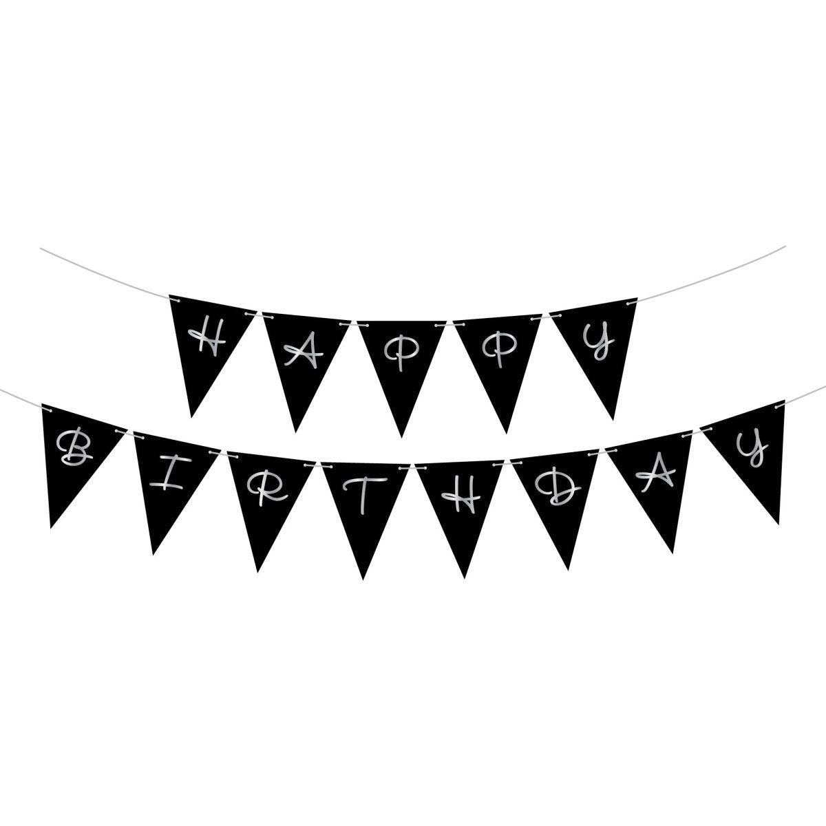 YIWU JINBO IMPORT AND EXPORT CO., LTD General Birthday Silver Celebration Happy Birthday Pennant Banner, 157 Inches, 1 Count 840482508393