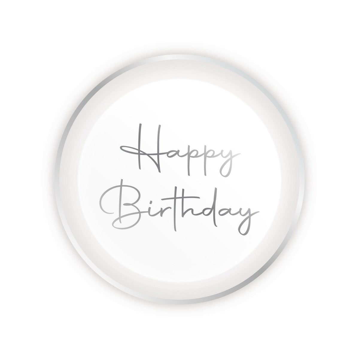 YIWU JINBO IMPORT AND EXPORT CO., LTD General Birthday Silver Celebration Happy Birthday Small Round Dessert Paper Plates, 7 Inches, 8 Count 840482508188