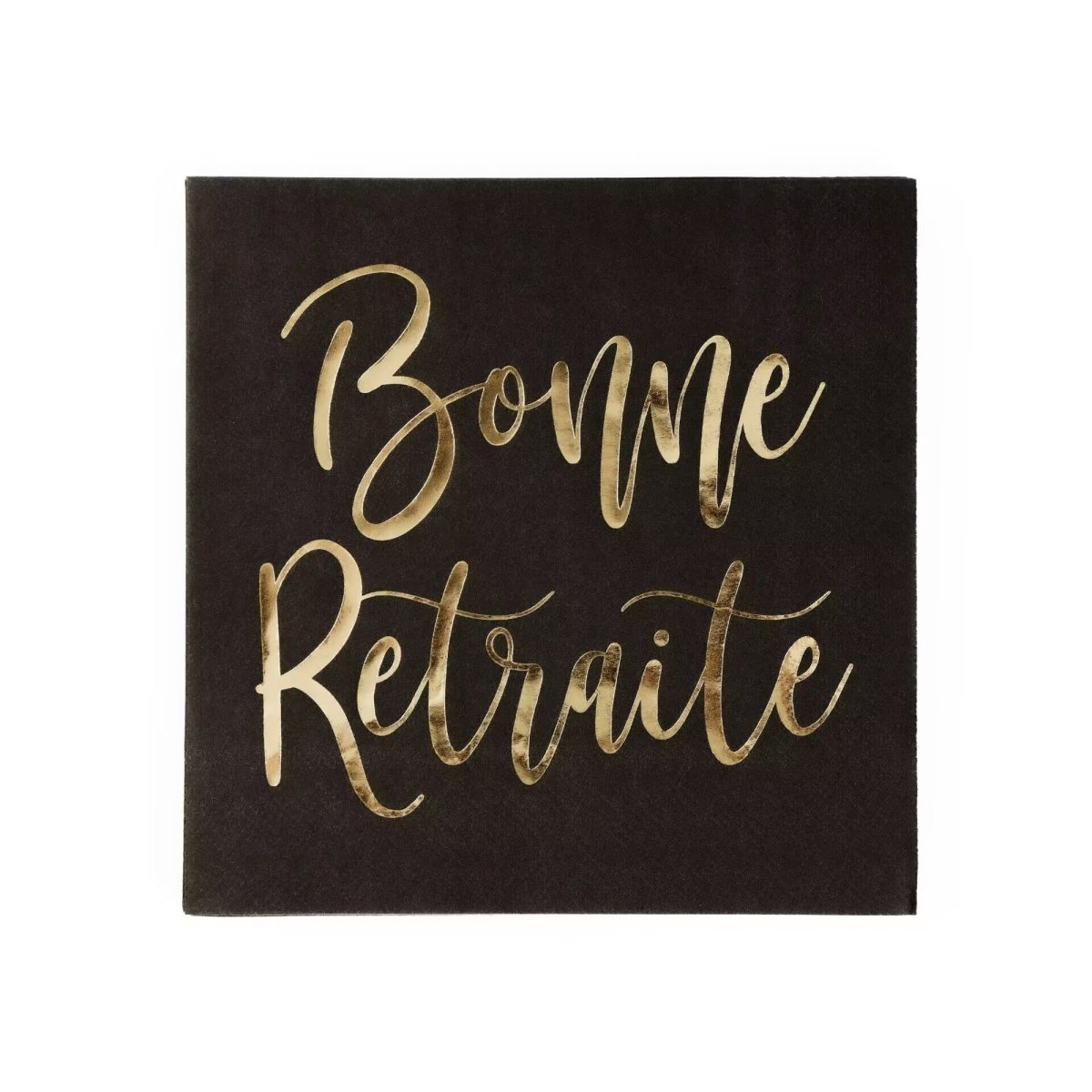 YIWU JINBO IMPORT AND EXPORT CO., LTD Retirement Black "Bonne Retraite" Large Lunch Napkins, 16 Count 810120717647