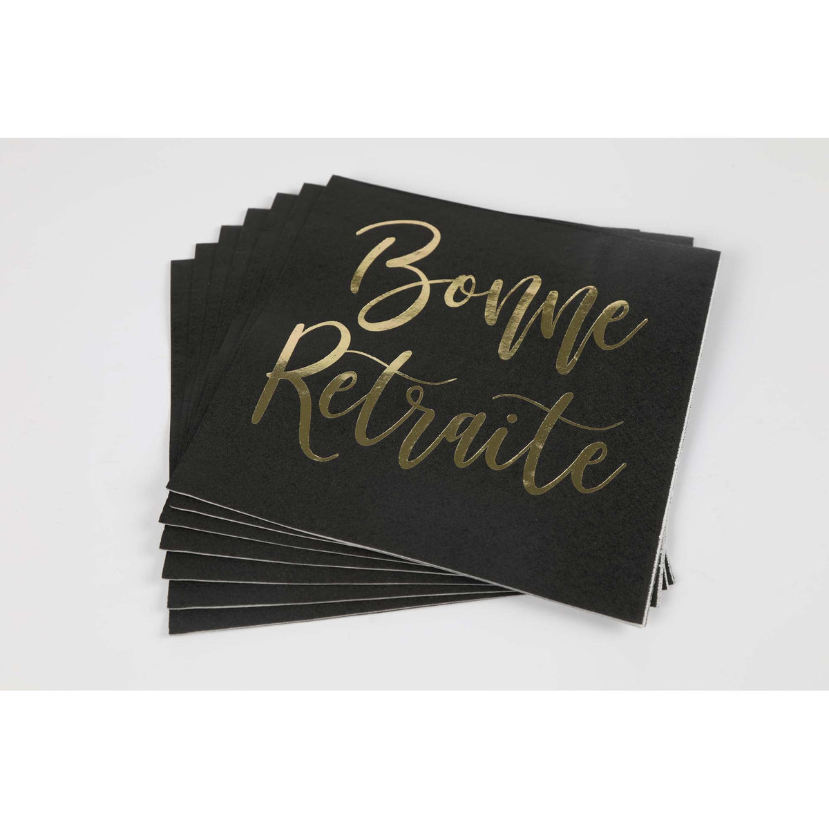 YIWU JINBO IMPORT AND EXPORT CO., LTD Retirement Black "Bonne Retraite" Large Lunch Napkins, 16 Count 810120717647