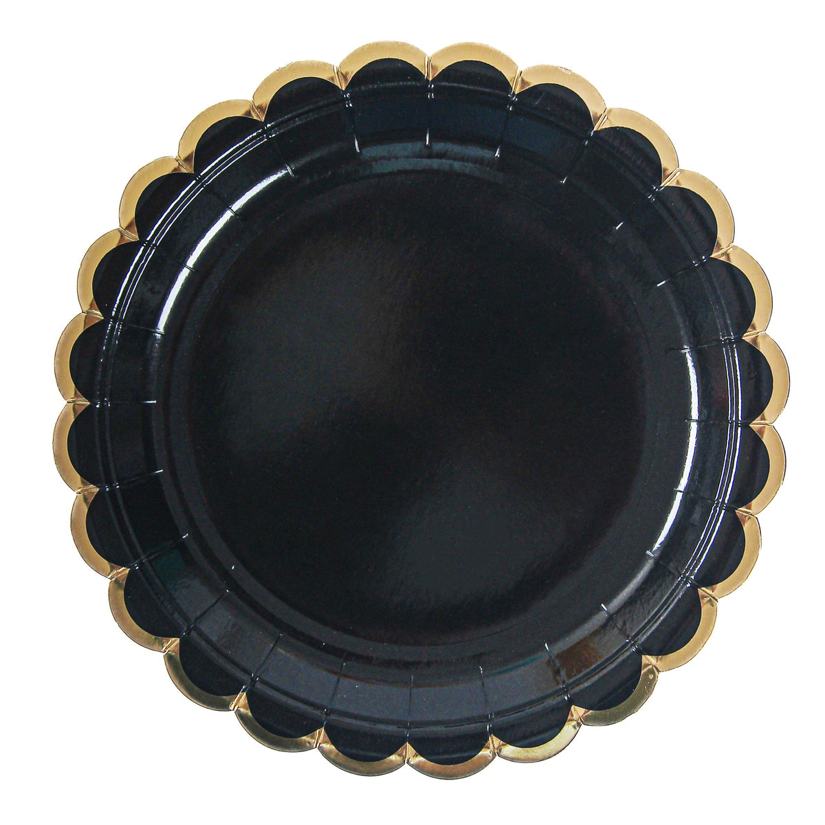 YIWU SANDY PAPER PRODUCTS CO., LTD Everyday Entertaining Black Flower Edge Large Lunch Paper Plates, 9 Inches, 8 Count