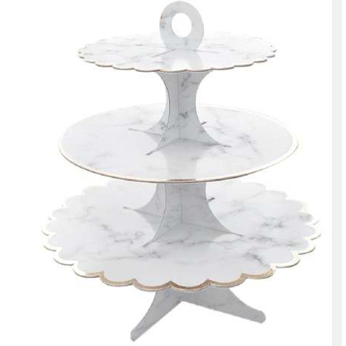 YIWU SANDY PAPER PRODUCTS CO., LTD Everyday Entertaining Cupcake Stand 3 Tiers, White Marble 810077652534