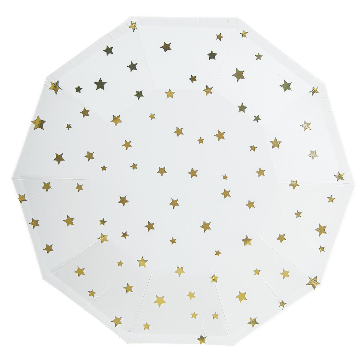 YIWU SANDY PAPER PRODUCTS CO., LTD Everyday Entertaining Little Stars Large Decagon Lunch Paper Plates, Gold, 9 Inches, 8 Count 810120713137