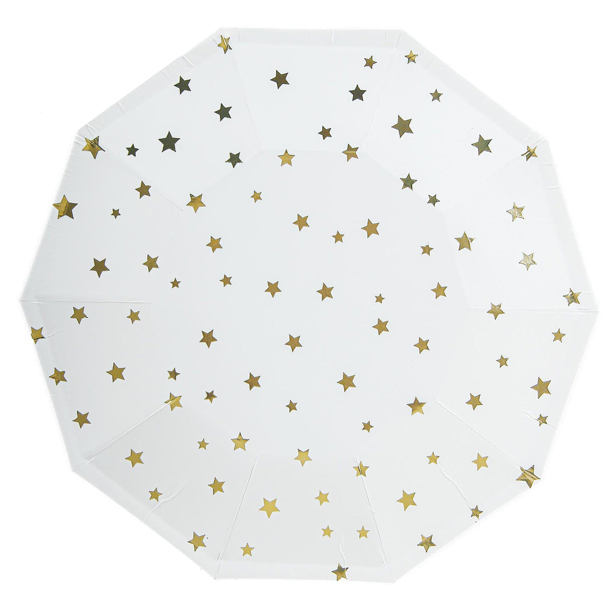 YIWU SANDY PAPER PRODUCTS CO., LTD Everyday Entertaining Little Stars Large Decagon Lunch Paper Plates, Gold, 9 Inches, 8 Count 810120713137