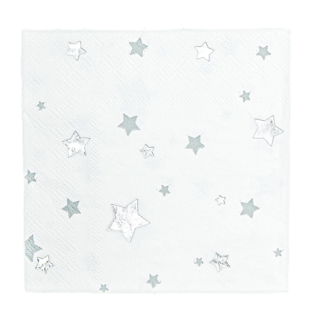 YIWU SANDY PAPER PRODUCTS CO., LTD Everyday Entertaining Little Stars Small Beverage Napkins, Silver, 16 Count 810120713113