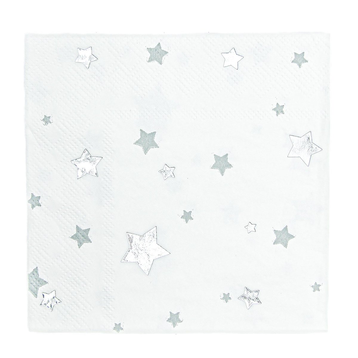 YIWU SANDY PAPER PRODUCTS CO., LTD Everyday Entertaining Little Stars Small Beverage Napkins, Silver, 16 Count 810120713113