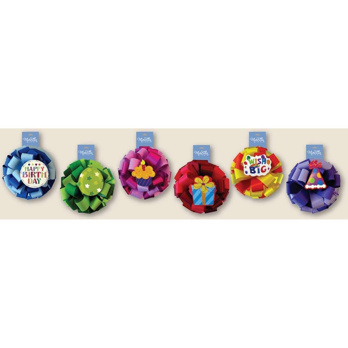 Buy Gift Wrap & Bags Bow Pompom with Icon Asst. sold at Party Expert