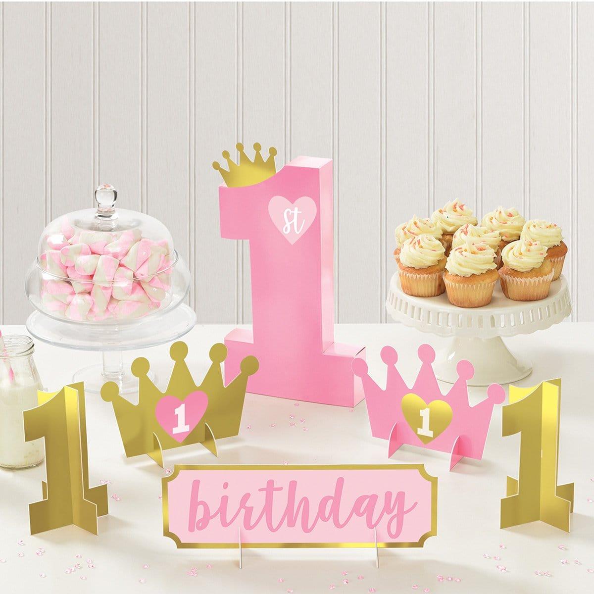 Buy 1st Birthday 1st Birthday Pink Table Decorating Kit sold at Party Expert