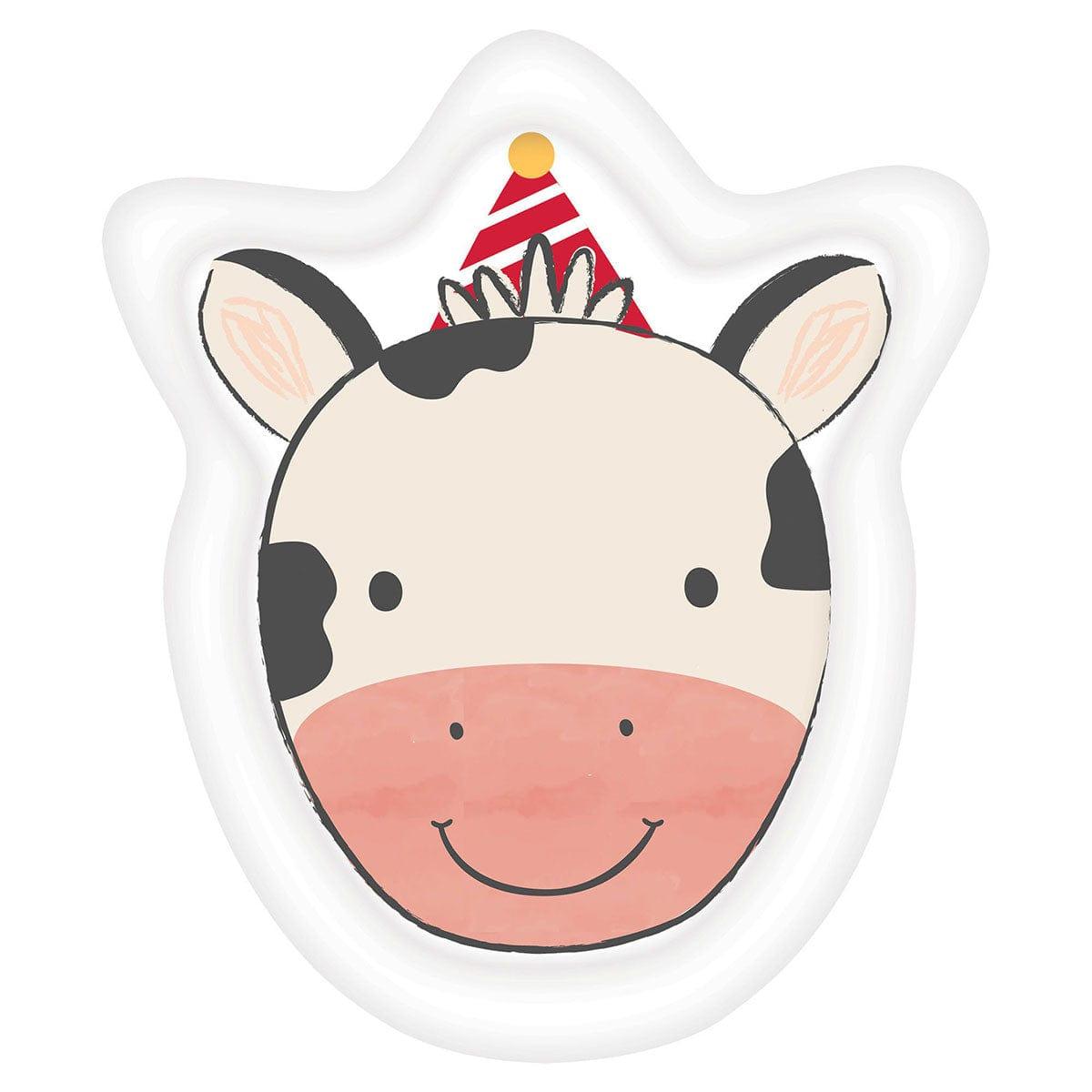 AMSCAN CA 1st Birthday Barnyard Party, Cow Shaped Paper Plates, 8 Count