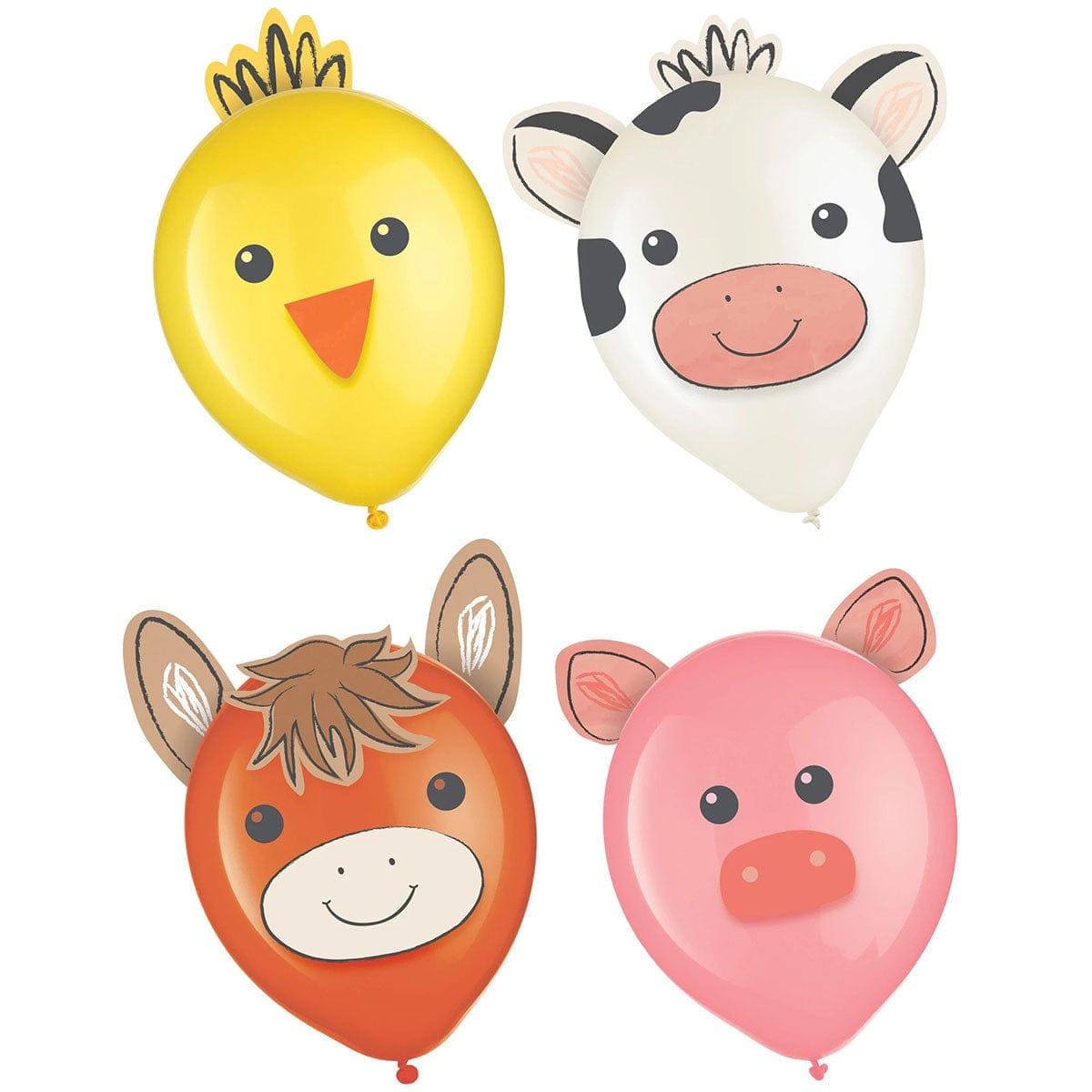 AMSCAN CA 1st Birthday Barnyard Party Customizable Latex Balloons, 12 in, 6 Count