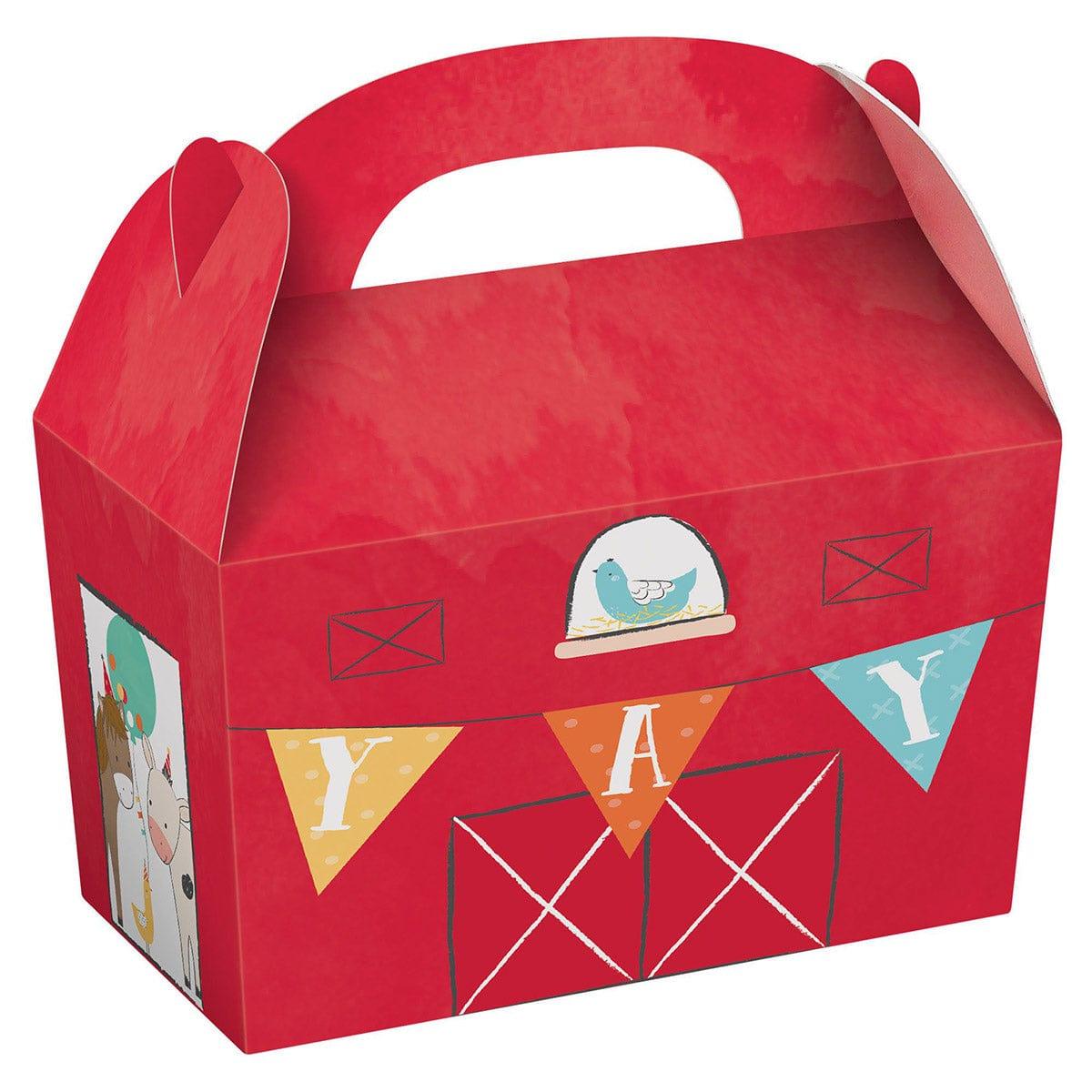AMSCAN CA 1st Birthday Barnyard Party Treat Boxes, 8 Count