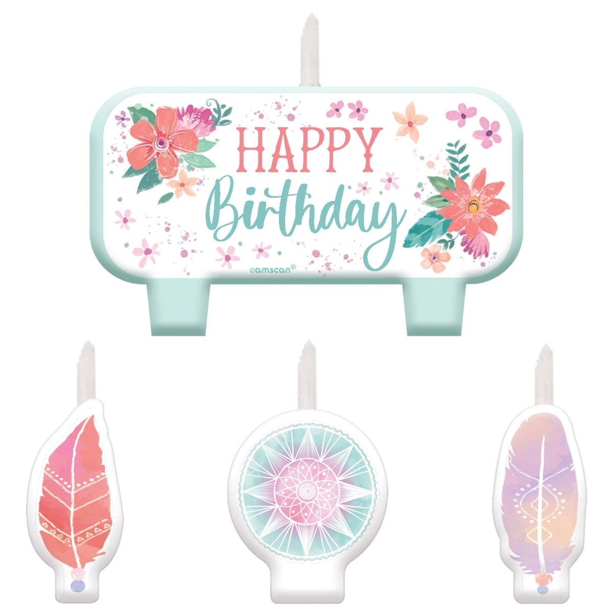 AMSCAN CA 1st Birthday Free Spirit Candle Set, 4 Count