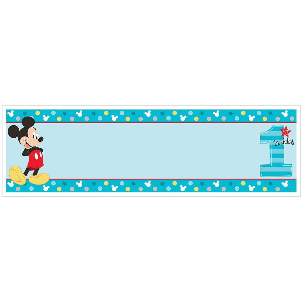 Buy 1st Birthday Mickey 1st Birthday - Perso. Banner 65 X 20 In. sold at Party Expert