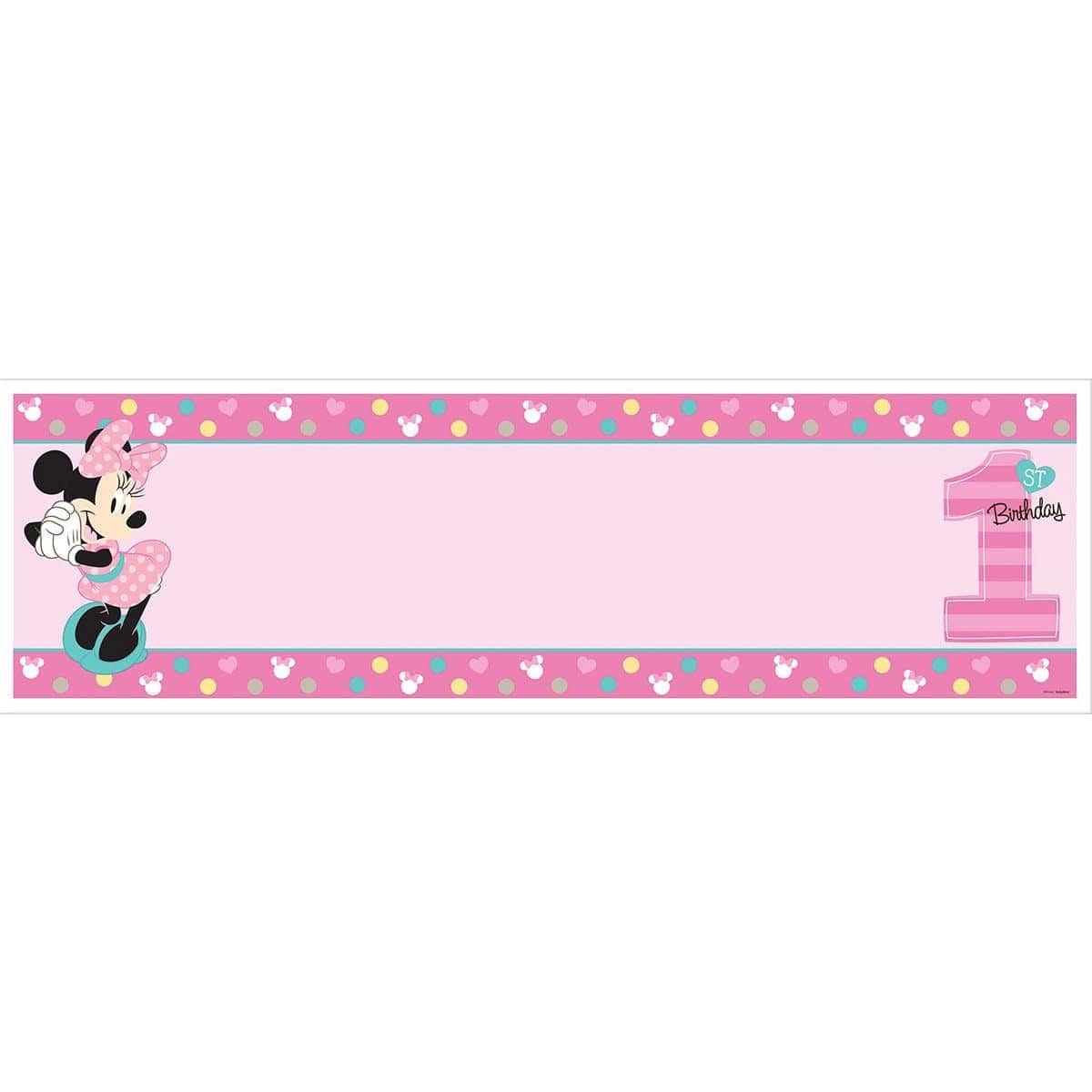 Buy 1st Birthday Minnie 1st Birthday - Perso. Banner 65 X 20 In. sold at Party Expert