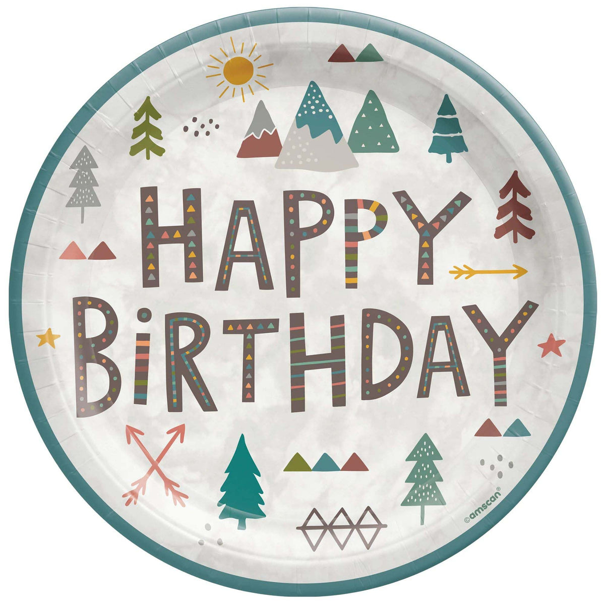AMSCAN CA 1st Birthday Wilderness Birthday Large Round Lunch Paper Plates, 9 Inches, 8 Count 192937239865