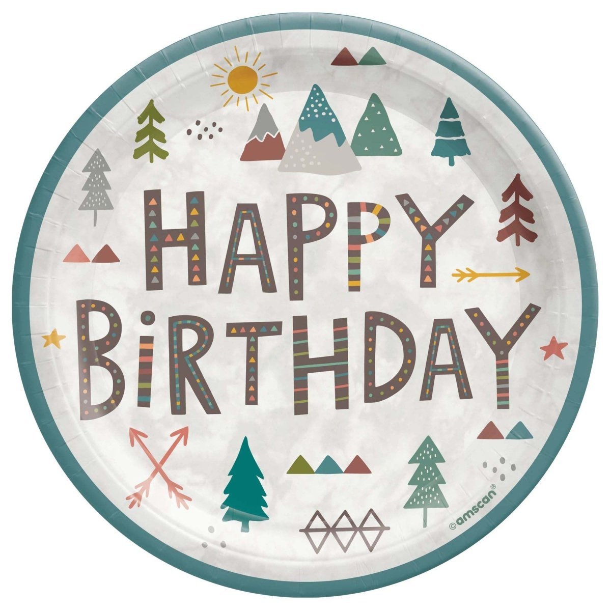 AMSCAN CA 1st Birthday Wilderness Birthday Small Round Dessert Paper Plates, 7 Inches, 8 Count