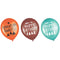 AMSCAN CA 1st Birthday Wilderness Printed Latex Balloons, Orange, Brown and Teal, 12 Inches, 6 Count