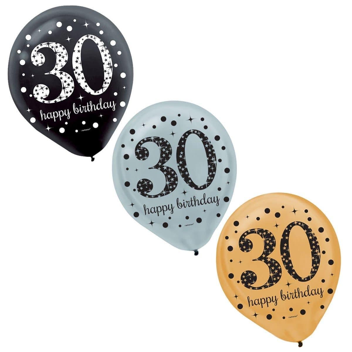 Buy Age Specific Birthday 30th Sparkling Celeb - Latex Balloons 15/pkg sold at Party Expert