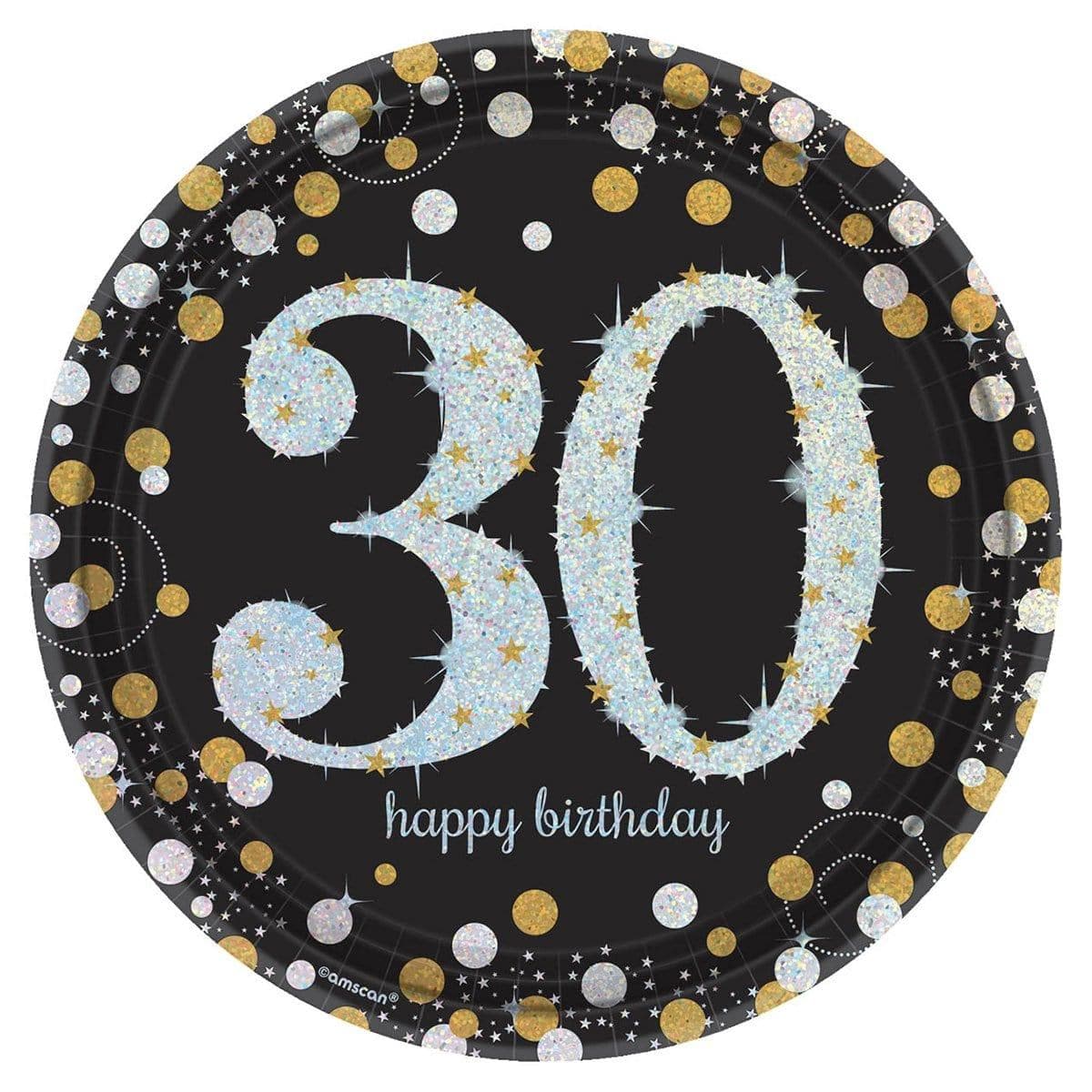 Buy Age Specific Birthday 30th Sparkling Celeb - Round Plates 9 In. 8/pkg. sold at Party Expert
