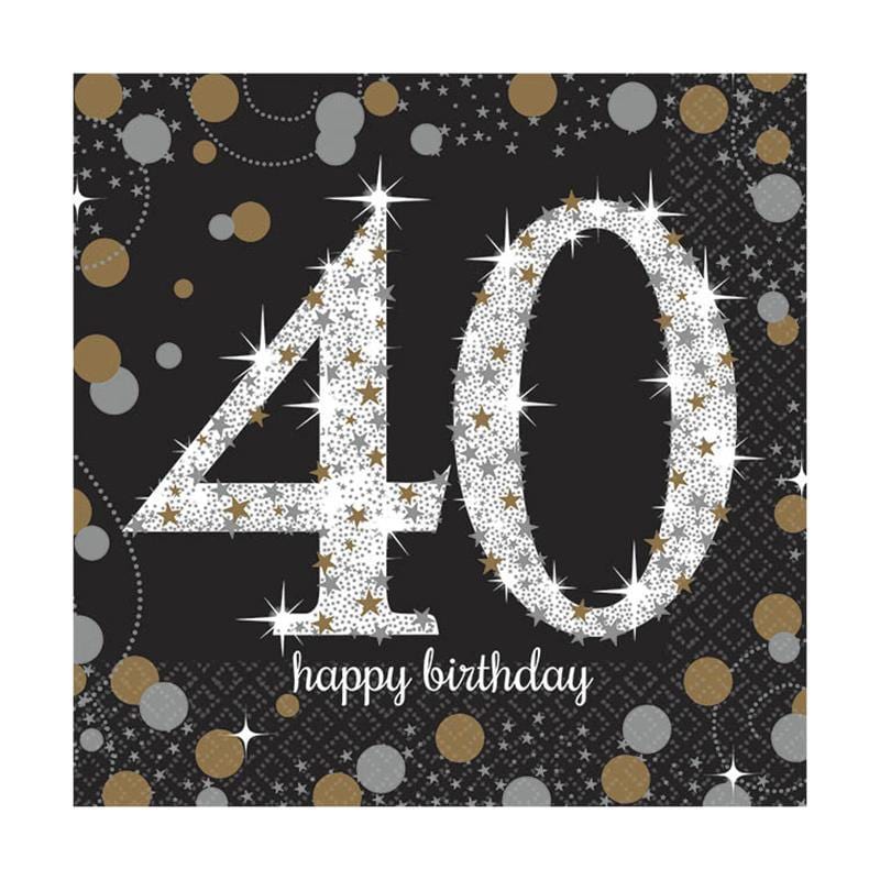 Buy Age Specific Birthday 40th Sparkling Celeb - Beverage Napkins 16/pkg. sold at Party Expert