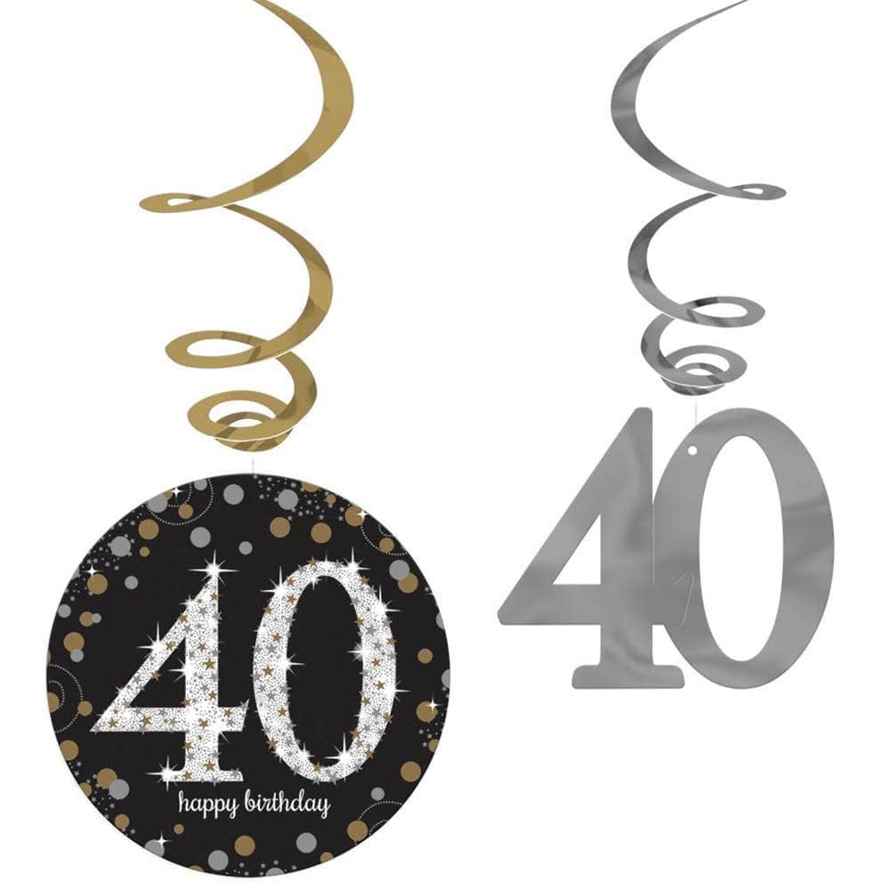 Buy Age Specific Birthday 40th Sparkling Celeb - Foil Swirls 12/pkg. sold at Party Expert