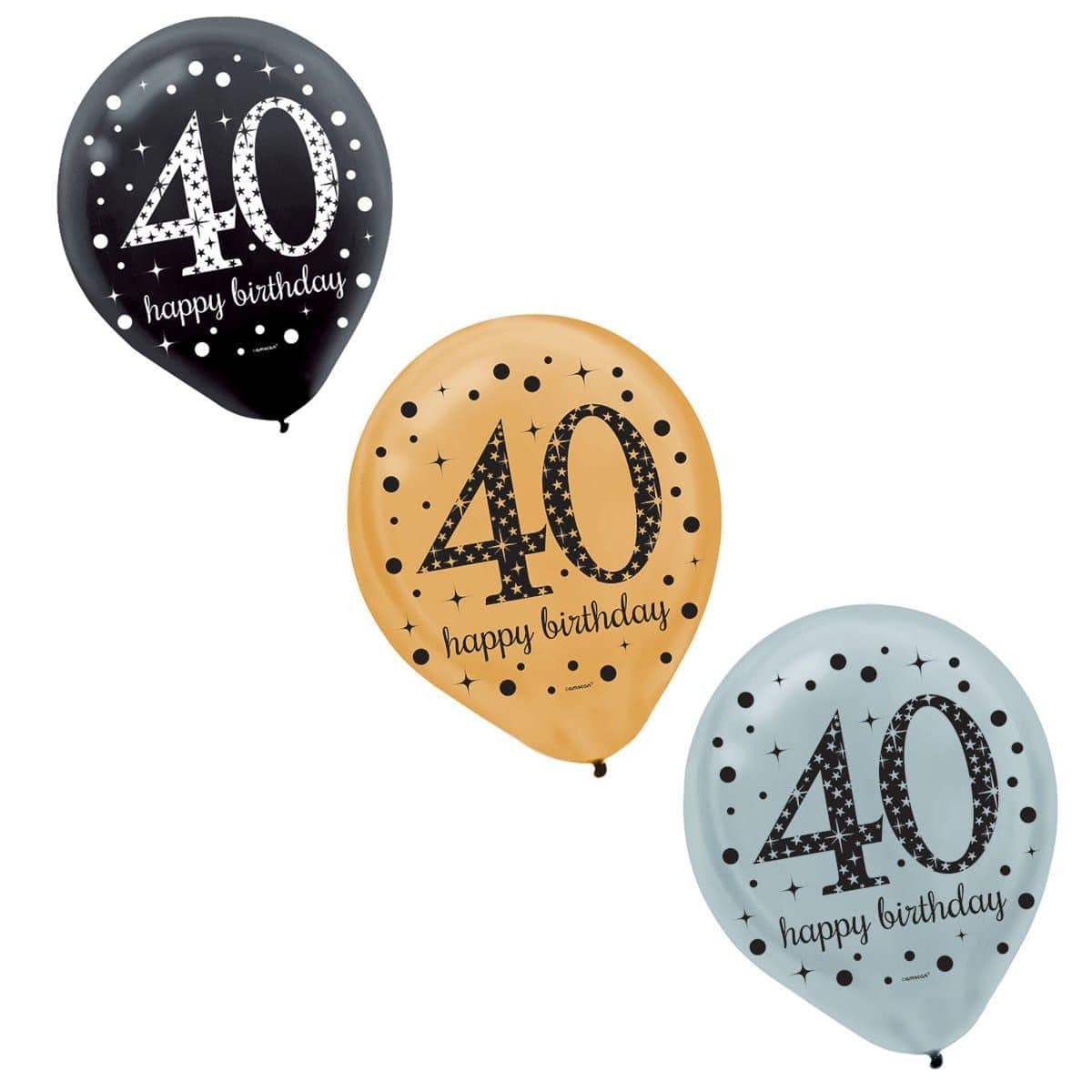 Buy Age Specific Birthday 40th Sparkling Celeb - Latex Balloons 15/pkg sold at Party Expert