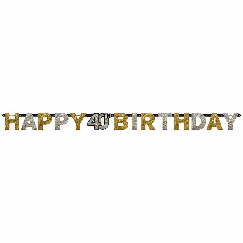 Buy Age Specific Birthday 40th Sparkling Celeb - Letter Banner 7ft sold at Party Expert