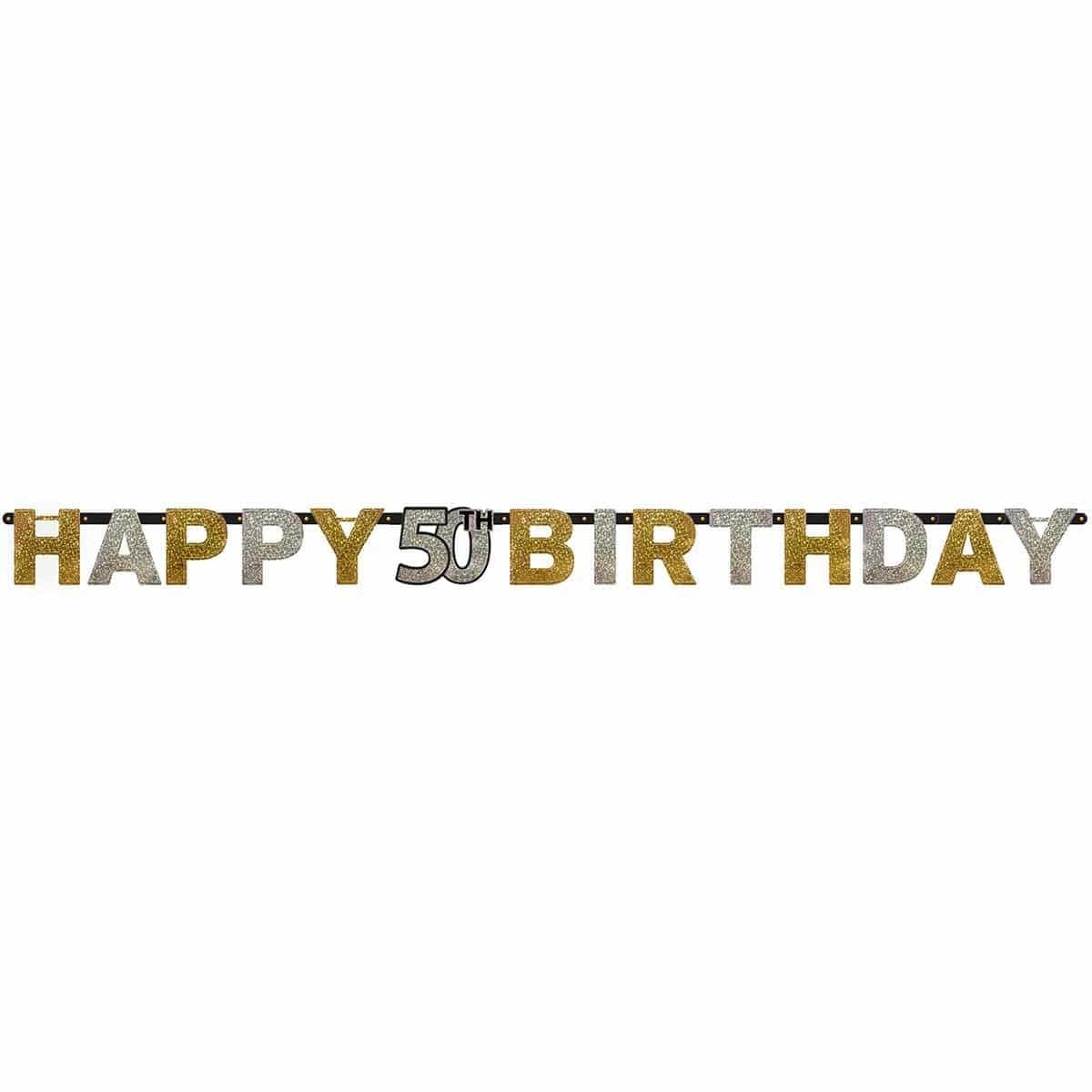 Buy Age Specific Birthday 50th Sparkling Celeb - Letter Banner 7ft sold at Party Expert