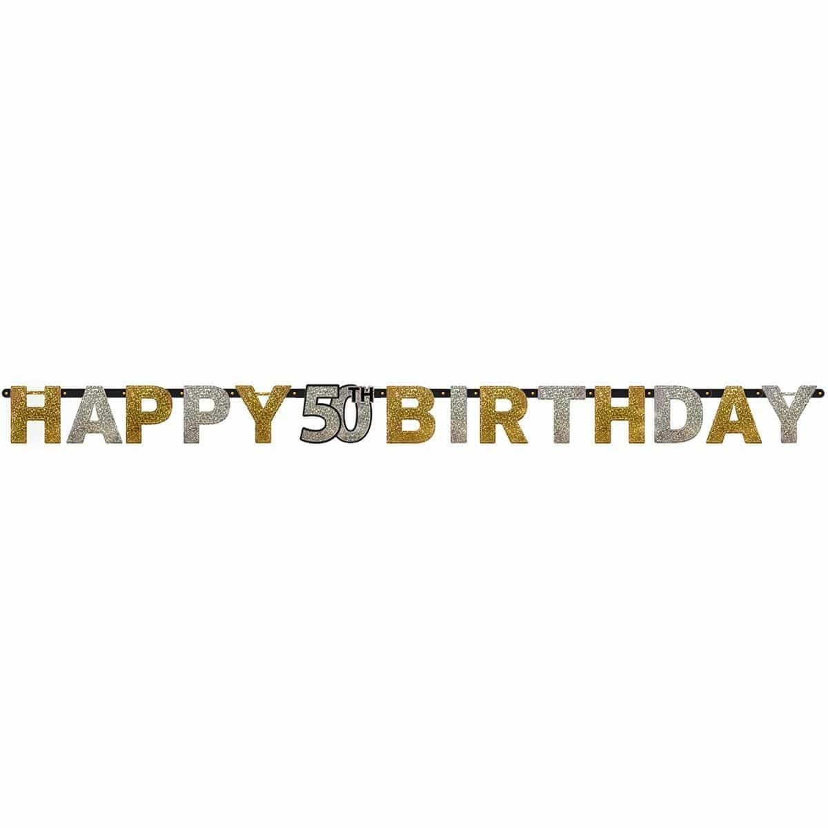 Buy Age Specific Birthday 50th Sparkling Celeb - Letter Banner 7ft sold at Party Expert