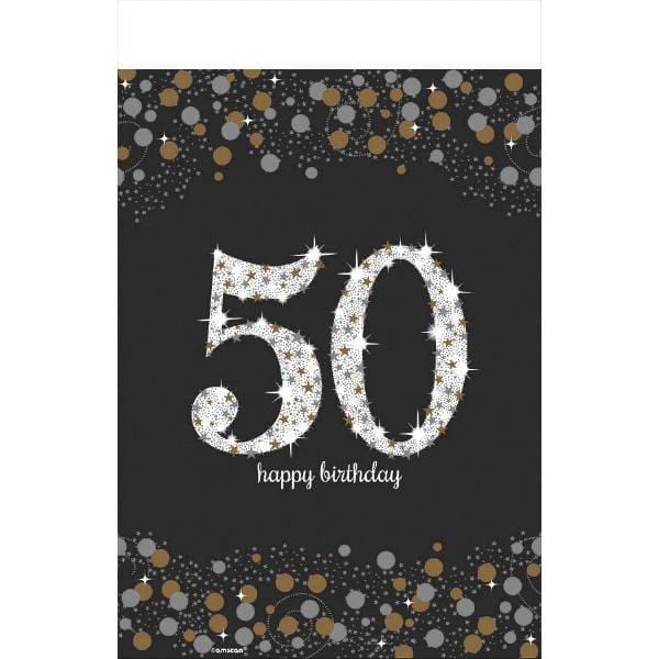 Buy Age Specific Birthday 50th Sparkling Celeb - Plastic Table Cover 54 X 102 In. sold at Party Expert