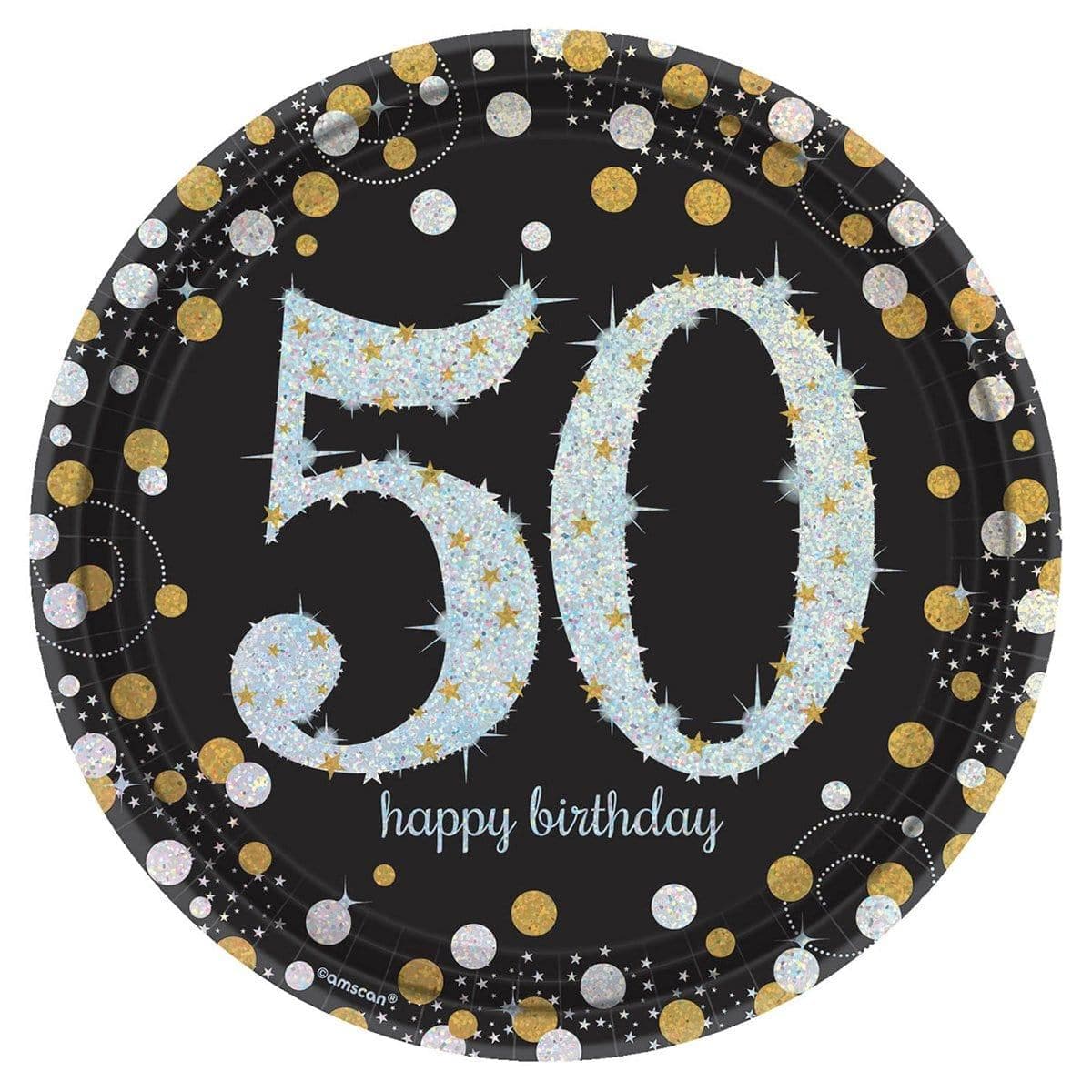 Buy Age Specific Birthday 50th Sparkling Celeb - Round Plates 9 In. 8/pkg. sold at Party Expert